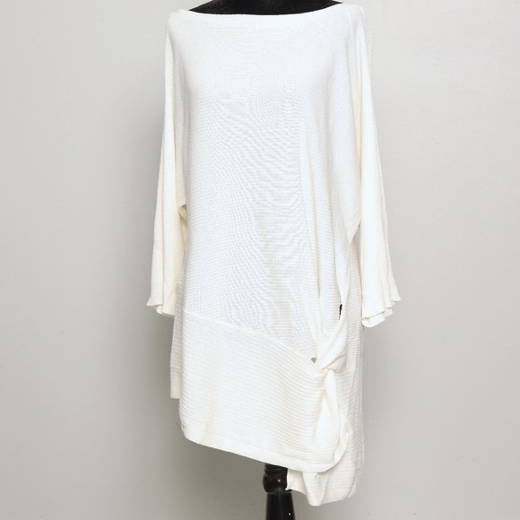 NWT Vince Camuto Pearl Ivory Ribbed Side-Twist Three-Quarter Sleeve Sweater - 1X - Picture 3 of 5